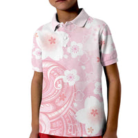 Japan Sakura Floral with Polynesian Vibe Kid Polo Shirt LT9 Kid Pink - Polynesian Pride
