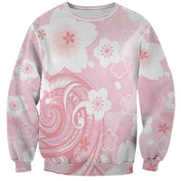 Japan Sakura Floral with Polynesian Vibe Sweatshirt LT9 Unisex Pink - Polynesian Pride