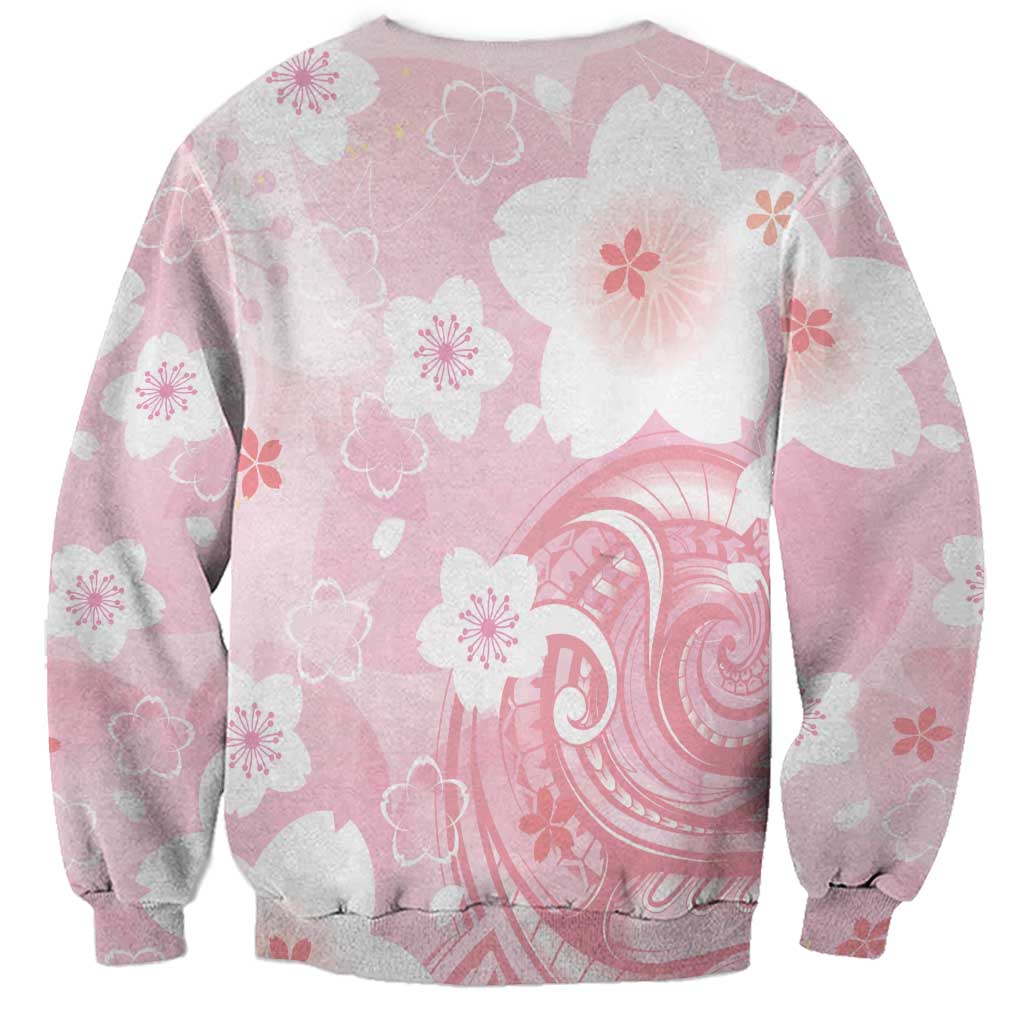 Japan Sakura Floral with Polynesian Vibe Sweatshirt LT9 - Polynesian Pride