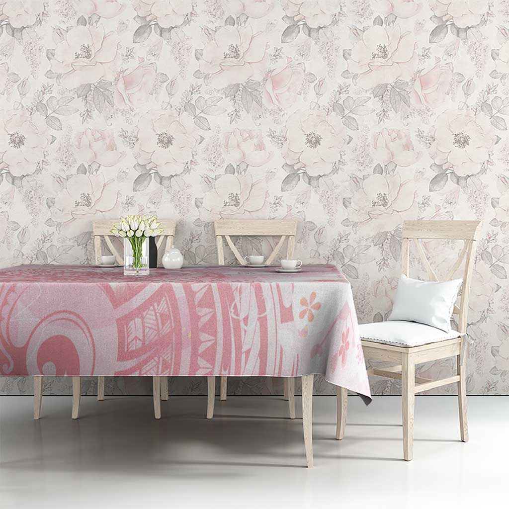 Japan Sakura Floral with Polynesian Vibe Tablecloth
