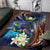 Marshall Islands Kwajalein Atoll Area Rug Plumeria Sea Turtle with Polynesian Tribal