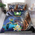 Marshall Islands Kwajalein Atoll Bedding Set Plumeria Sea Turtle with Polynesian Tribal