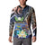 Marshall Islands Kwajalein Atoll Button Sweatshirt Plumeria Sea Turtle with Polynesian Tribal