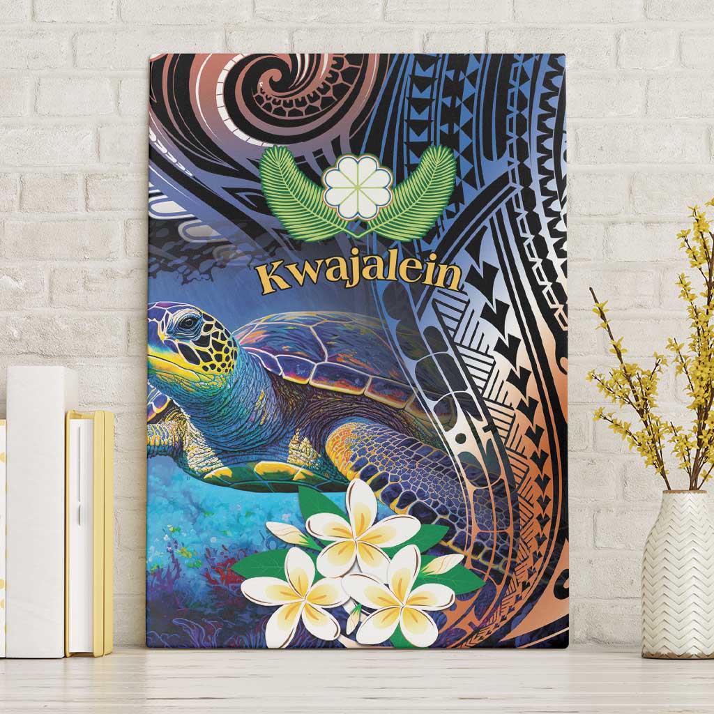 Marshall Islands Kwajalein Atoll Canvas Wall Art Plumeria Sea Turtle with Polynesian Tribal