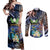 Marshall Islands Kwajalein Atoll Couples Matching Off Shoulder Maxi Dress and Long Sleeve Button Shirt Plumeria Sea Turtle with Polynesian Tribal