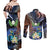 Marshall Islands Kwajalein Atoll Couples Matching Off Shoulder Maxi Dress and Long Sleeve Button Shirt Plumeria Sea Turtle with Polynesian Tribal