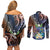 Marshall Islands Kwajalein Atoll Couples Matching Off Shoulder Short Dress and Long Sleeve Button Shirt Plumeria Sea Turtle with Polynesian Tribal