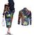 Marshall Islands Kwajalein Atoll Couples Matching Off The Shoulder Long Sleeve Dress and Long Sleeve Button Shirt Plumeria Sea Turtle with Polynesian Tribal