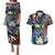 Marshall Islands Kwajalein Atoll Couples Matching Puletasi and Hawaiian Shirt Plumeria Sea Turtle with Polynesian Tribal