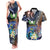 Marshall Islands Kwajalein Atoll Couples Matching Tank Maxi Dress and Hawaiian Shirt Plumeria Sea Turtle with Polynesian Tribal