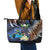 Marshall Islands Kwajalein Atoll Leather Tote Bag Plumeria Sea Turtle with Polynesian Tribal