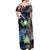 Marshall Islands Kwajalein Atoll Off Shoulder Maxi Dress Plumeria Sea Turtle with Polynesian Tribal