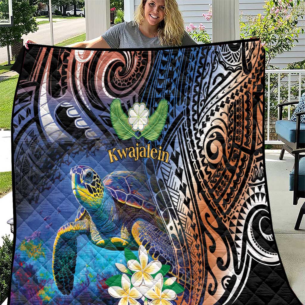 Marshall Islands Kwajalein Atoll Quilt Plumeria Sea Turtle with Polynesian Tribal