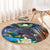 Marshall Islands Kwajalein Atoll Round Carpet Plumeria Sea Turtle with Polynesian Tribal