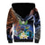 Marshall Islands Kwajalein Atoll Sherpa Hoodie Plumeria Sea Turtle with Polynesian Tribal