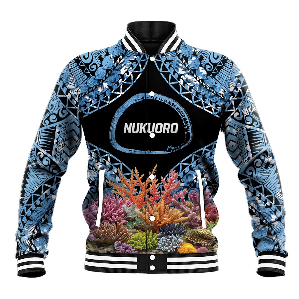 Personalised Nukuoro Micronesia Atoll Baseball Jacket with Pacific Coral Reef