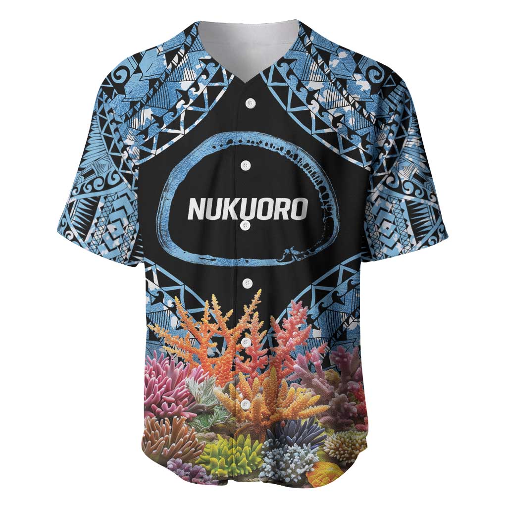 Personalised Nukuoro Micronesia Atoll Baseball Jersey with Pacific Coral Reef