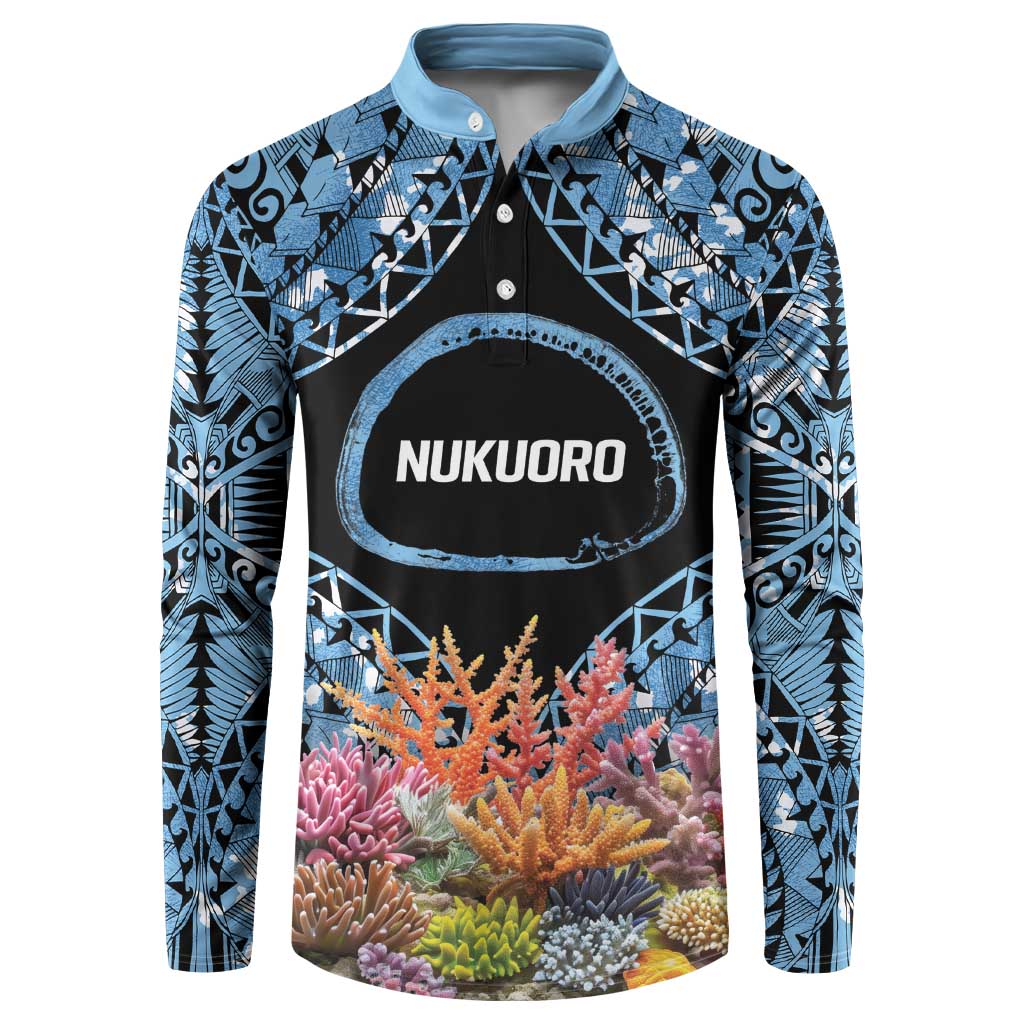 Personalised Nukuoro Micronesia Atoll Button Sweatshirt with Pacific Coral Reef