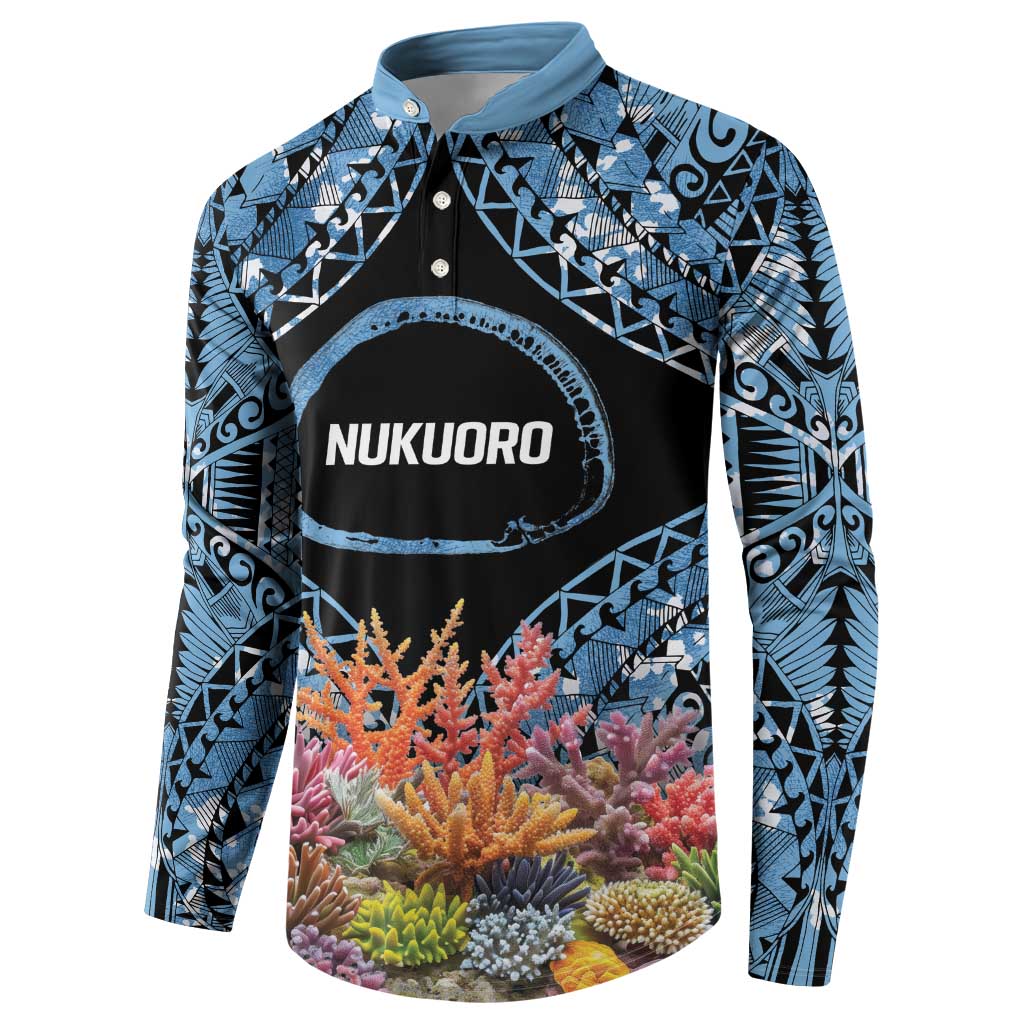 Personalised Nukuoro Micronesia Atoll Button Sweatshirt with Pacific Coral Reef