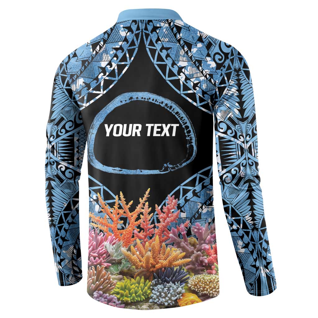 Personalised Nukuoro Micronesia Atoll Button Sweatshirt with Pacific Coral Reef