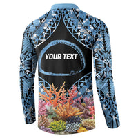 Personalised Nukuoro Micronesia Atoll Button Sweatshirt with Pacific Coral Reef