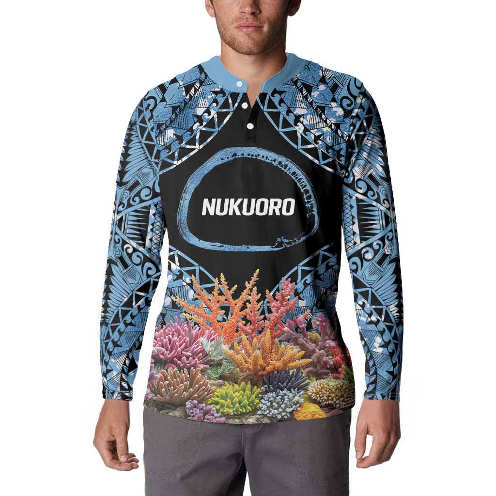 Personalised Nukuoro Micronesia Atoll Button Sweatshirt with Pacific Coral Reef