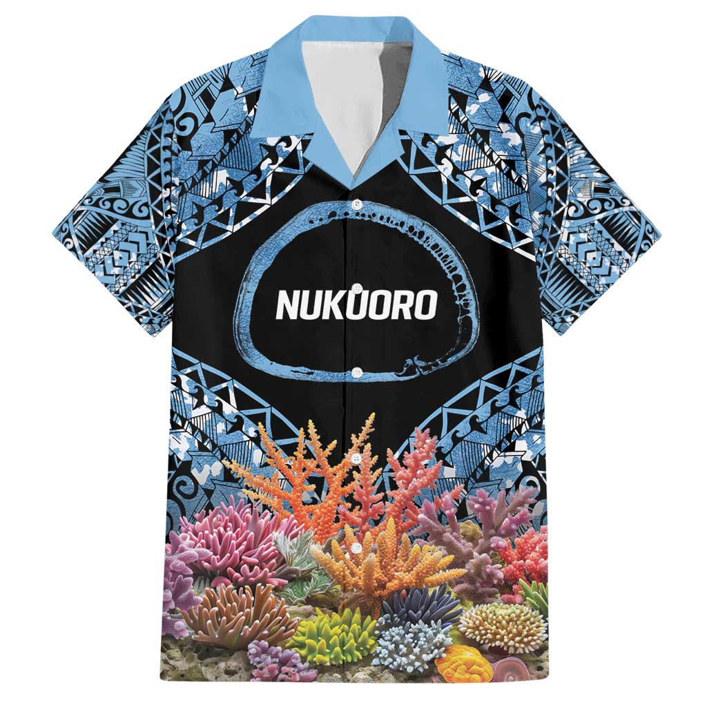 Personalised Nukuoro Micronesia Atoll Family Matching Short Sleeve Bodycon Dress and Hawaiian Shirt with Pacific Coral Reef
