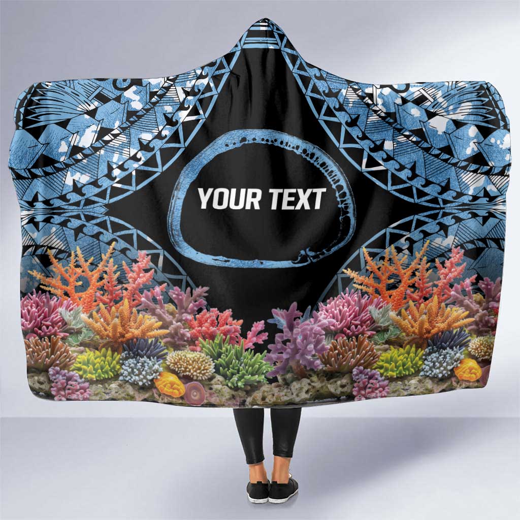 Personalised Nukuoro Micronesia Atoll Hooded Blanket with Pacific Coral Reef