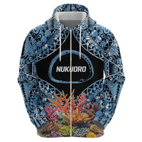 Personalised Nukuoro Micronesia Atoll Hoodie with Pacific Coral Reef