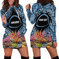 Personalised Nukuoro Micronesia Atoll Hoodie Dress with Pacific Coral Reef