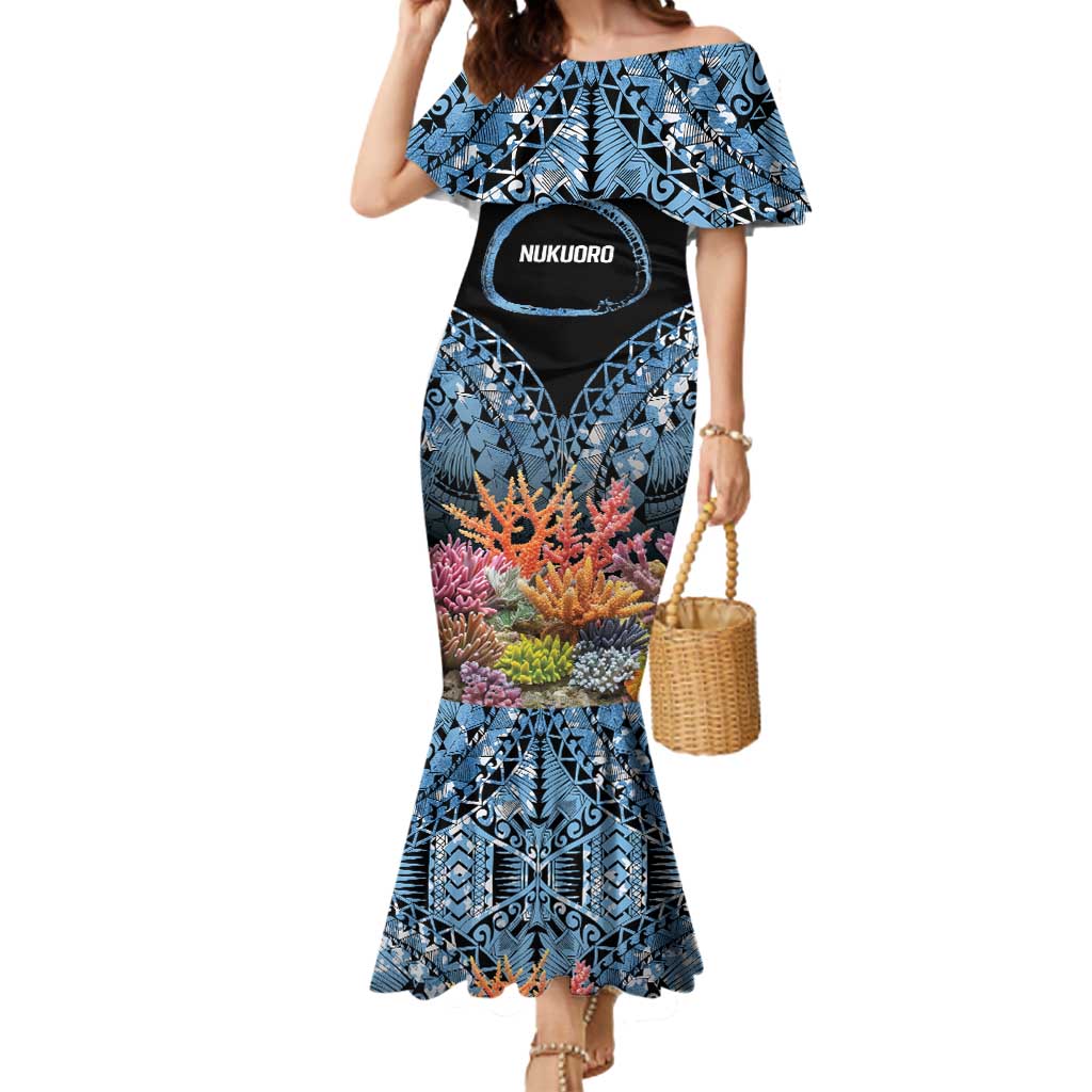 Personalised Nukuoro Micronesia Atoll Mermaid Dress with Pacific Coral Reef