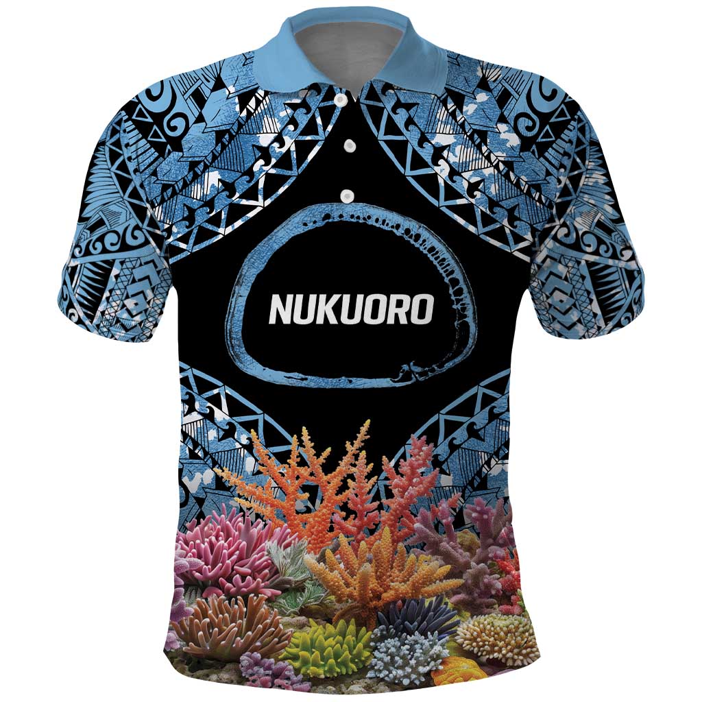 Personalised Nukuoro Micronesia Atoll Polo Shirt with Pacific Coral Reef