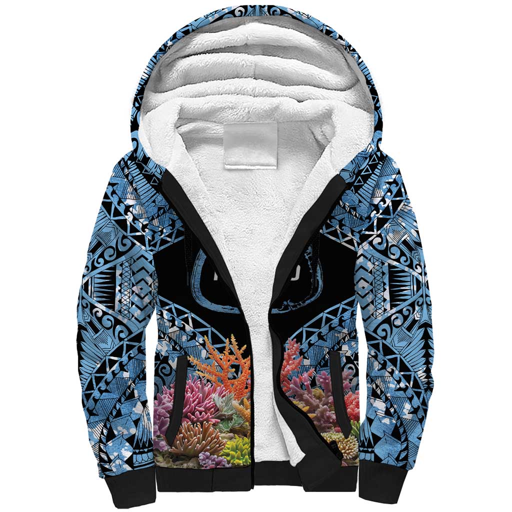 Personalised Nukuoro Micronesia Atoll Sherpa Hoodie with Pacific Coral Reef