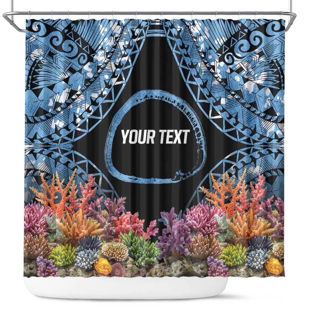 Personalised Nukuoro Micronesia Atoll Shower Curtain with Pacific Coral Reef LT9 Blue - Polynesian Pride