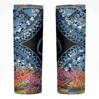 Personalised Nukuoro Micronesia Atoll Skinny Tumbler with Pacific Coral Reef LT9 Blue - Polynesian Pride