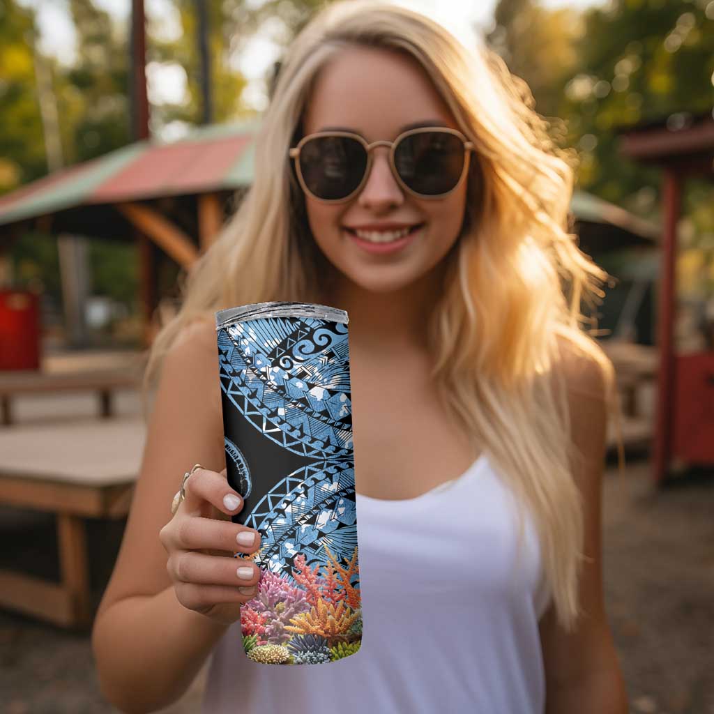 Personalised Nukuoro Micronesia Atoll Skinny Tumbler with Pacific Coral Reef LT9 - Polynesian Pride