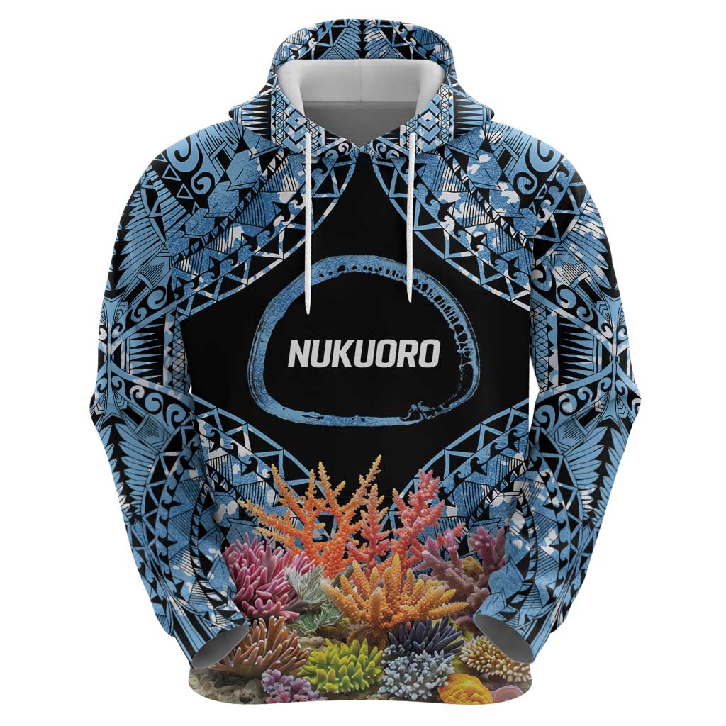Personalised Nukuoro Micronesia Atoll Zip Hoodie with Pacific Coral Reef
