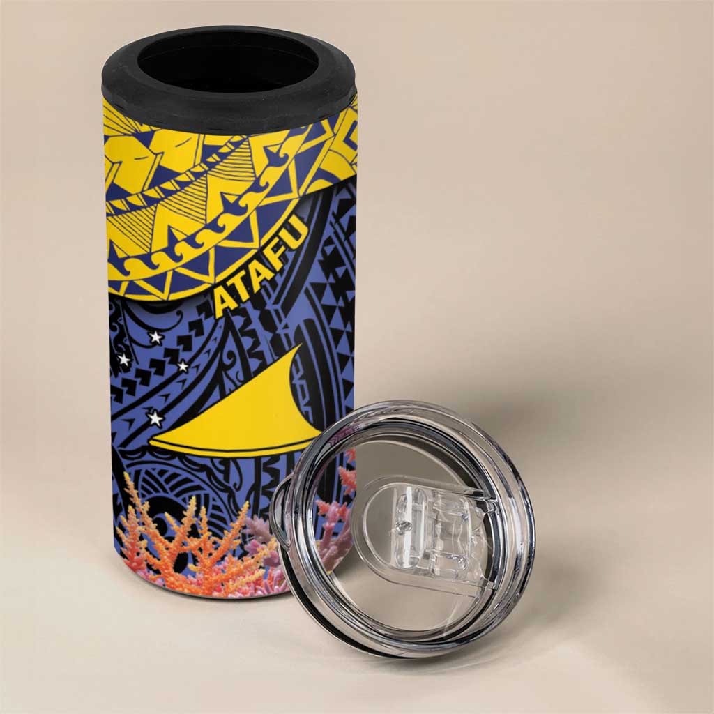 Tokelau Atafu Atoll Personalised 4 in 1 Can Cooler Tumbler Pacific Coral Reef Vibe