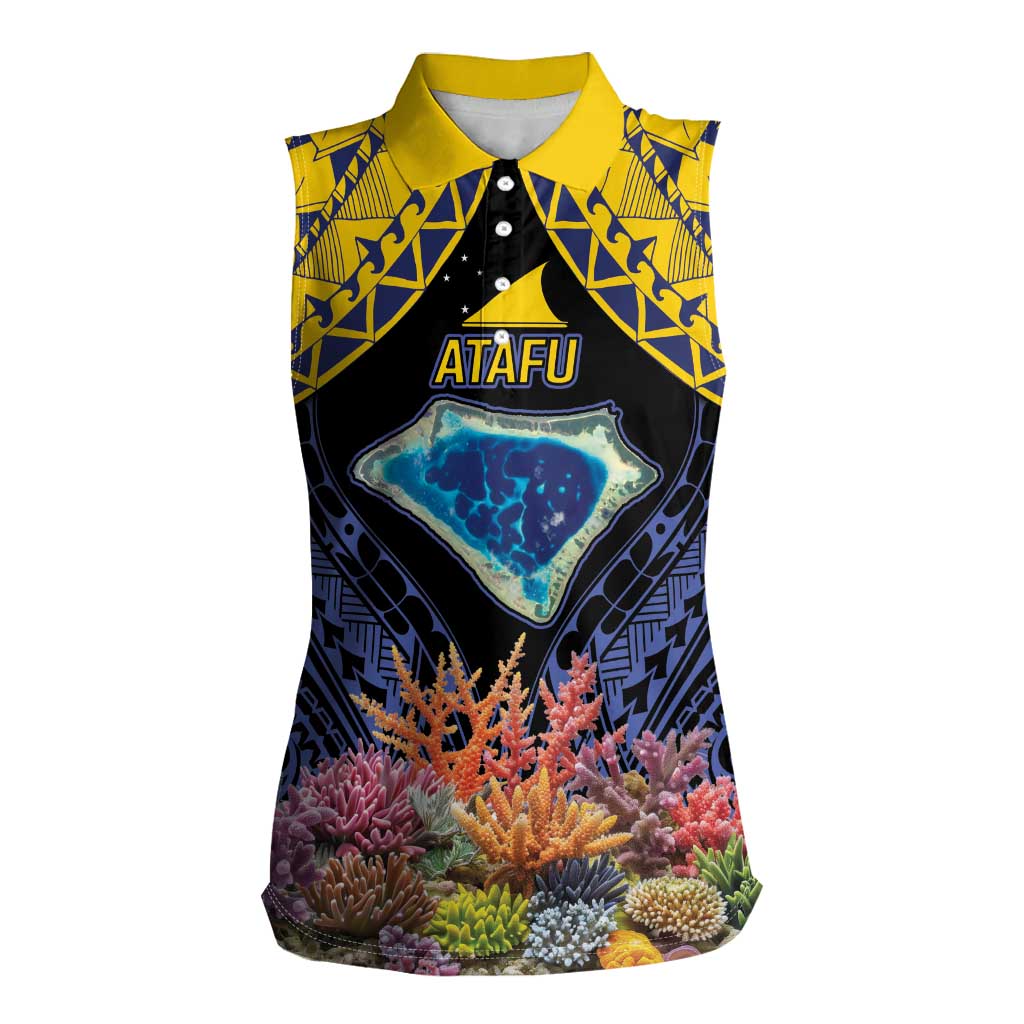 Tokelau Atafu Atoll Personalised Women Sleeveless Polo Shirt Pacific Coral Reef Vibe