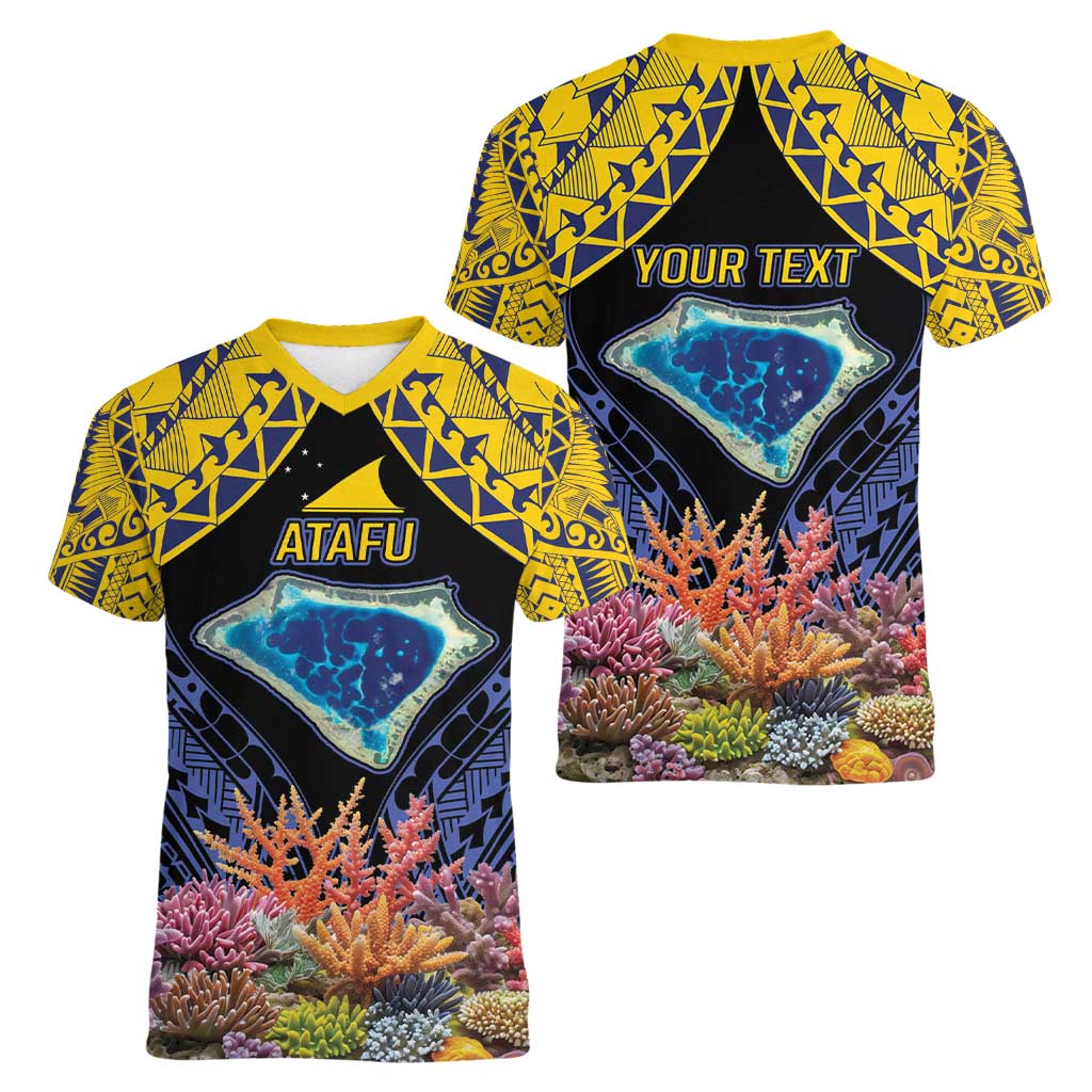 Tokelau Atafu Atoll Personalised Women V-Neck T-Shirt Pacific Coral Reef Vibe