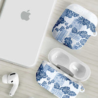 Vintage Hawaii AirPods Case Hibiscus Tapa Tribal With Hawaiian Quilt Pattern Blue - Polynesian Pride