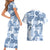 Vintage Hawaii Couples Matching Short Sleeve Bodycon Dress and Hawaiian Shirt Hibiscus Tapa Tribal With Hawaiian Quilt Pattern Blue LT9 - Polynesian Pride