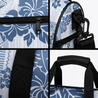 Vintage Hawaii Duffle Bag Hibiscus Tapa Tribal With Hawaiian Quilt Pattern Blue