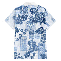 Vintage Hawaii Family Matching Short Sleeve Bodycon Dress and Hawaiian Shirt Hibiscus Tapa Tribal With Hawaiian Quilt Pattern Blue LT9 - Polynesian Pride