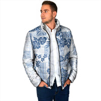 Vintage Hawaii Padded Jacket Hibiscus Tapa Tribal With Hawaiian Quilt Pattern Blue - Polynesian Pride