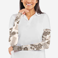 Vintage Hawaii Arm Sleeves Hibiscus Tapa Tribal With Hawaiian Quilt Pattern Gold - Polynesian Pride