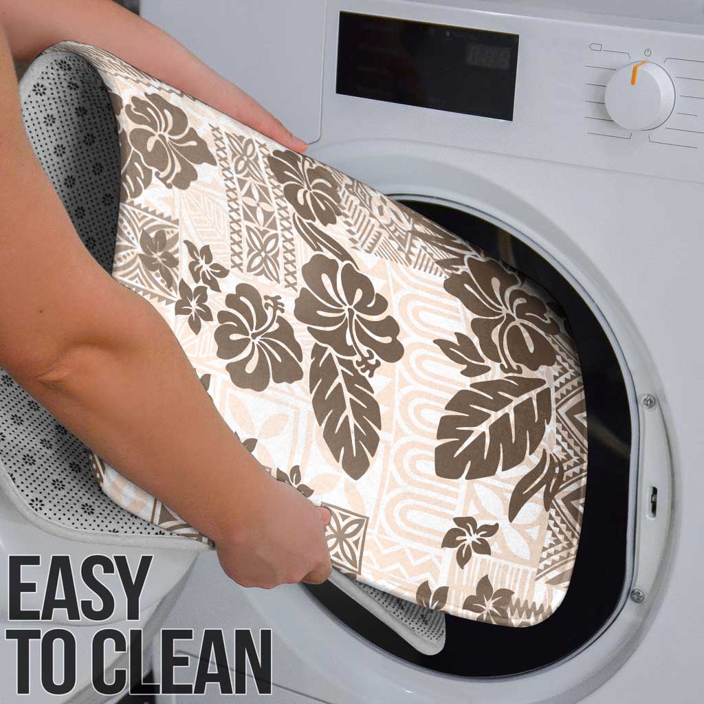 Vintage Hawaii Bathroom Set Hibiscus Tapa Tribal With Hawaiian Quilt Pattern Gold - Polynesian Pride