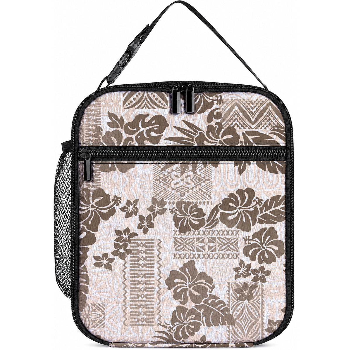 Vintage Hawaii Lunch Bag Hibiscus Tapa Tribal With Hawaiian Quilt Pattern Gold