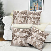 Vintage Hawaii Pillow Cover Hibiscus Tapa Tribal With Hawaiian Quilt Pattern Gold - Polynesian Pride