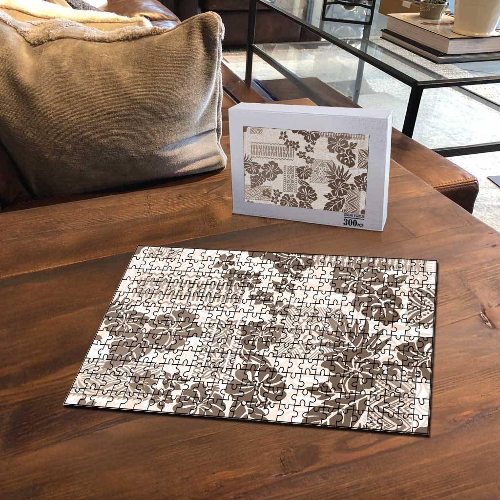 Vintage Hawaii Puzzle Hibiscus Tapa Tribal With Hawaiian Quilt Pattern Gold - Polynesian Pride